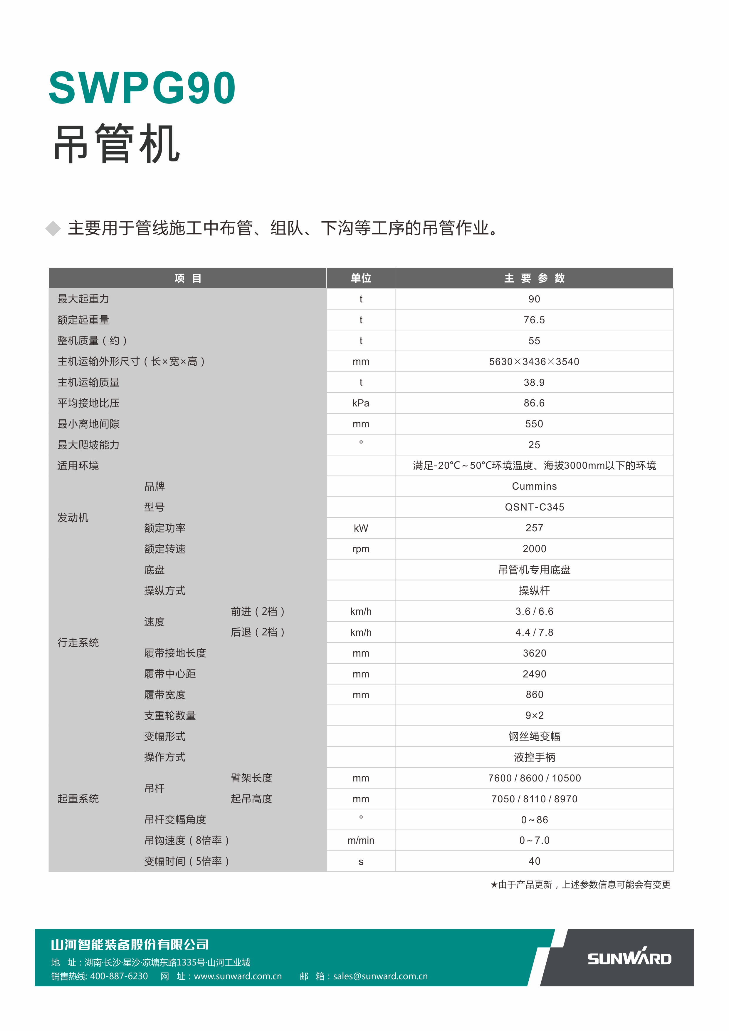 SWPG90 吊管機